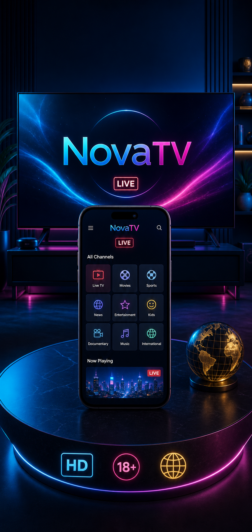 NovaTV app interface